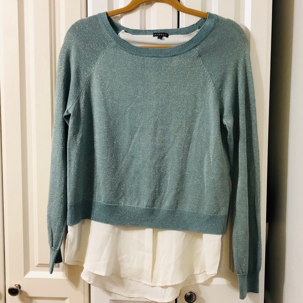 Beautiful Sparkly Mixed Fabric Sweater NWOT Sz S